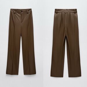 Zara The Francoise Brown Faux Leather Pants